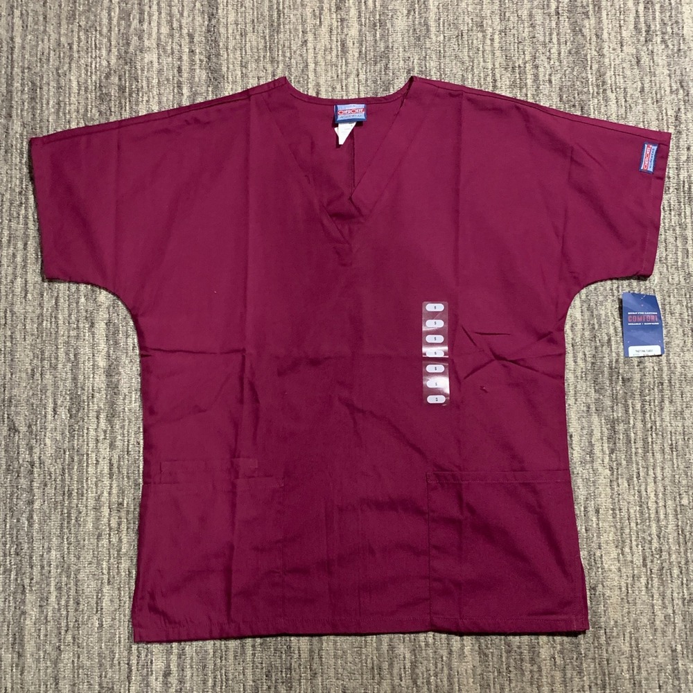 Cherokee Workwear Scrub Top Women's Small Classic Traditional Durable Easy Care